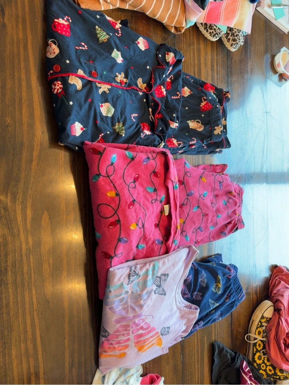 Girls' Festive Navy & Pink Holiday Pajama Set
